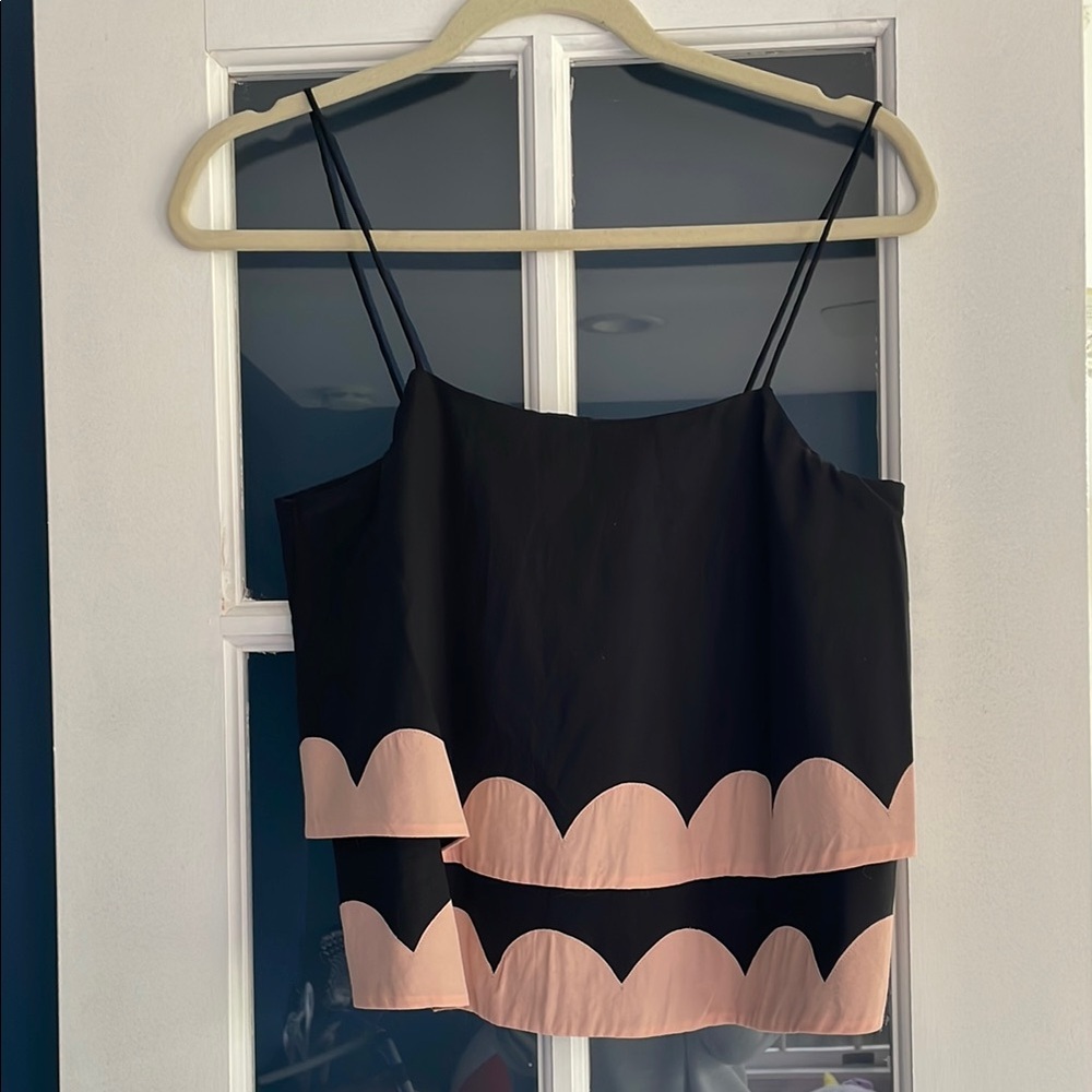 Anthropologie Black and Pink Crop Camisole